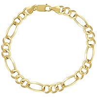 10.00gm 14K Open Figaro Mens Bracelet Chain 7.5 inch