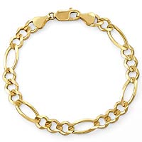 15gm 14K Yellow Gold Figaro Mens Bracelet Chain 8 inch