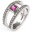 1.10 CT Pink Sapphire Round Anniversary Diamond Ring 14K White Gold
