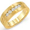 0.60 CT Round Men's Diamond Wedding Band 14k Yellow Gold