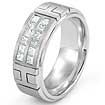 0.65 CT Mens Princess Diamond Wedding Band Rings 14K White Gold