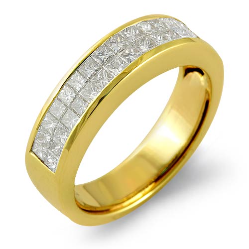 1.75 Ct Princess Mens Diamond Wedding Band Ring 14K Yellow Gold ZS 9.5