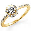 3/4 Ct Round Side Diamond Solitaire Engagement Ring 14K Yellow Gold