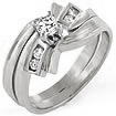 0.30 CT Round Diamond Engagement Ring Bridal Set 14K White Gold