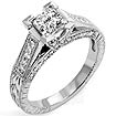 1.46 CT Round Princess Diamond Engagement Ring 14K White Gold