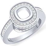 0.85 Ct Round Diamond Cushion Setting Engagement Ring 14K White Gold