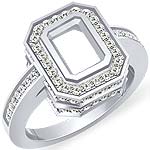 0.90 CT Round Diamond Semi Mount Engagement Ring 14k White Gold