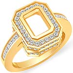 0.90 CT Round Diamond Emerald Setting Engagement Ring 14k Yellow Gold
