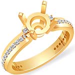 0.40 Ct Round Diamond Semi Mount Engagement Ring 14K Yellow Gold