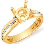 0.40 Ct Round Diamond Semi Mount Engagement Ring 14K Yellow Gold