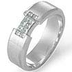 1/2 CT Mens Princess Diamond Wedding Band 14K White Gold