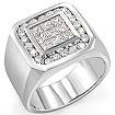 1.30 CT Men's Princess Round Diamond Ring 14K White White Gold