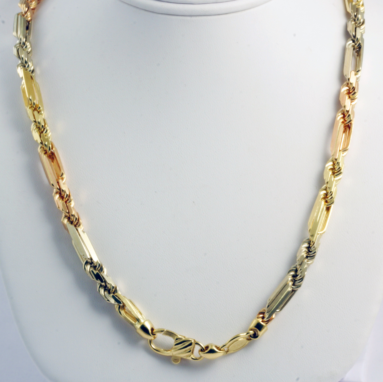106.70gm 14k Tri Color Gold Heavy Men s Figarope Milano Chain Necklace 22