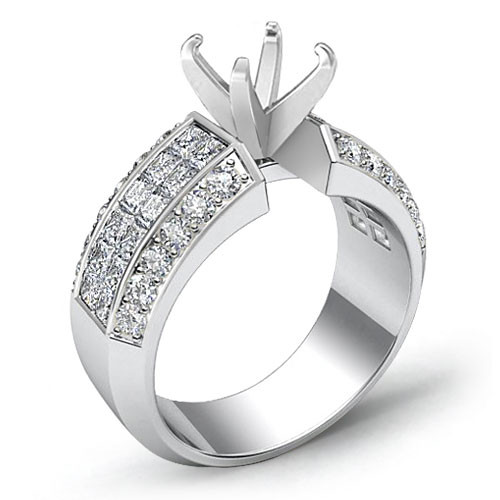 85Ct Round Princess Bridal Diamond FVS1 Engagement Ring 14K White 