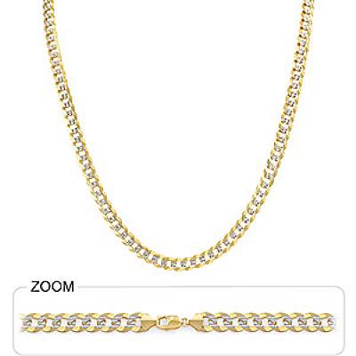 Wellingsale 14k Two Tone Gold Solid 2.7mm Cuban Curb Pave Chain Necklace